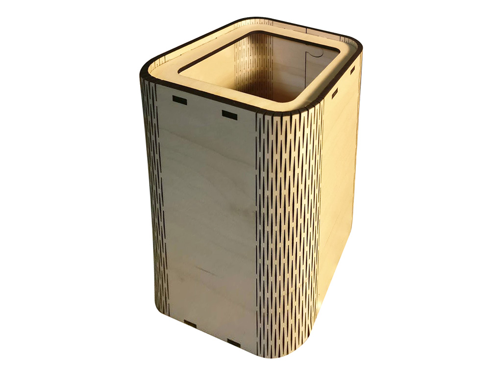 CO2 激光切割3D帶活動鉸鏈的 3mm 膠合板鉛筆杯